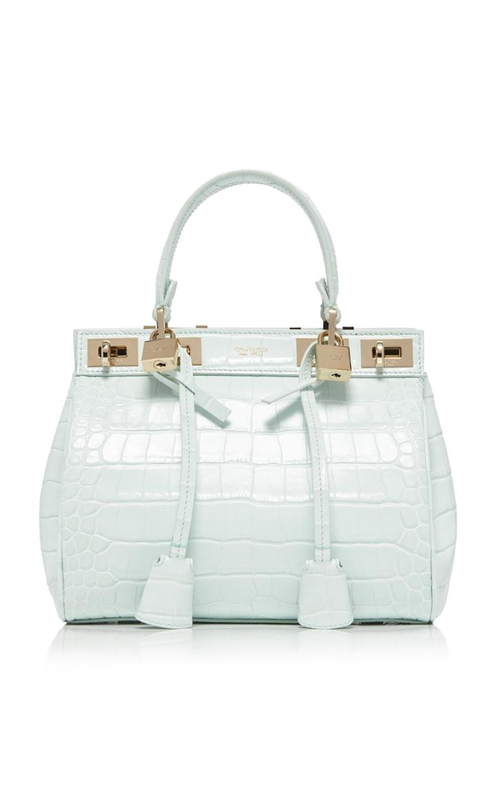 Moda Operandi Giambattista Valli Small Flore Croc-effect Top Handle Bag