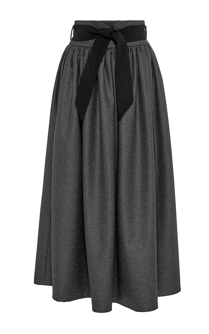 Martin Grant Dark Wool High Waisted Skirt With Belt