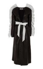 Rodarte Ruffled Belted Leather Midi Dress
