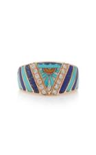 Jacquie Aiche 14k Gold Diamond Lapis Turquoise And Opal Ring