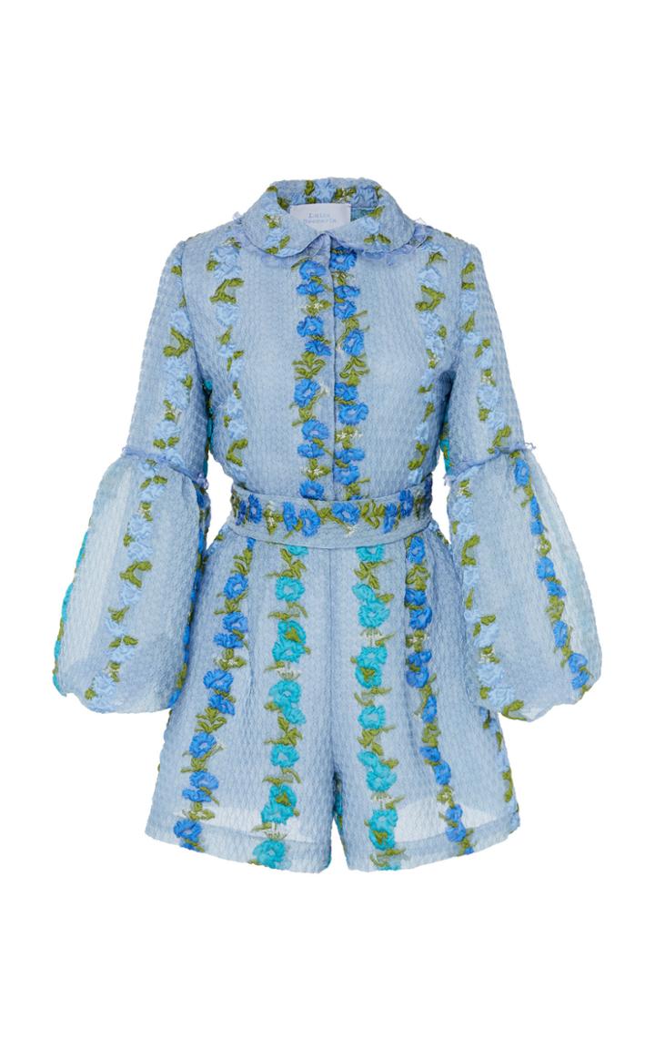 Luisa Beccaria Belted Matelasse Floral Romper