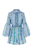 Luisa Beccaria Belted Matelasse Floral Romper