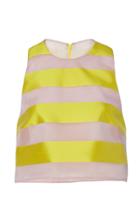 Lela Rose Striped Chiffon Sleeveless Cropped Top