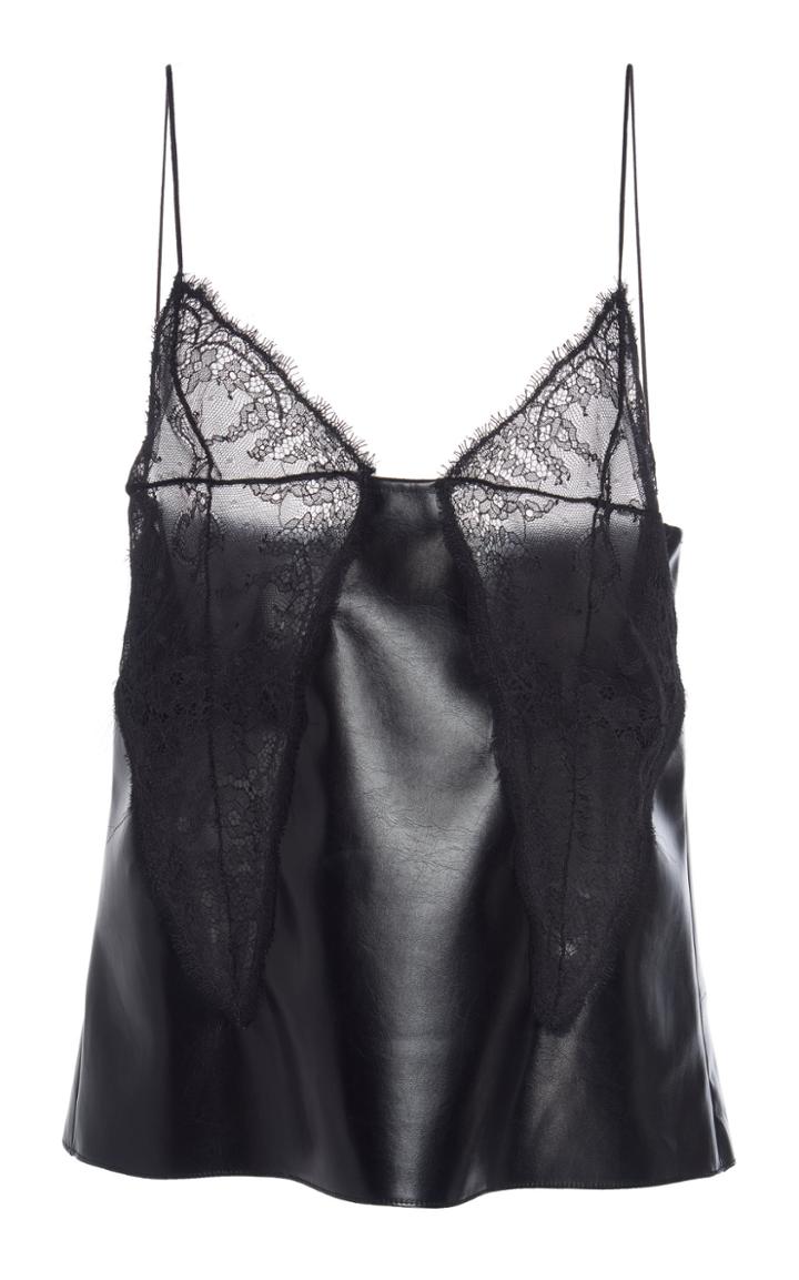Philosophy Di Lorenzo Serafini Lace-trimmed Vegan Leather Top