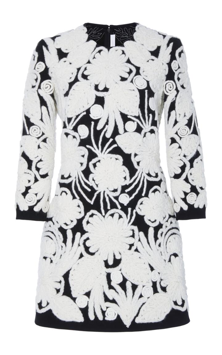 Naeem Khan Embroidered Long Sleeve Mini Dress