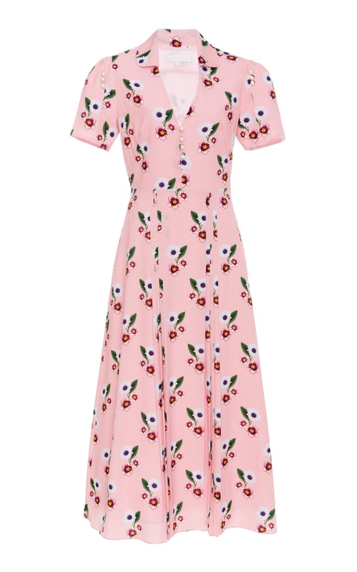 Borgo De Nor Adelaide Floral-print Crepe De Chine Dress
