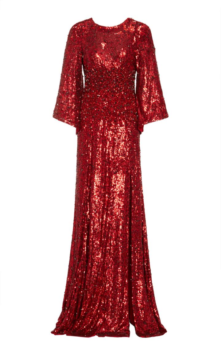 Moda Operandi Rachel Gilbert Capella Embellished Sequined Slit Gown Size: 0