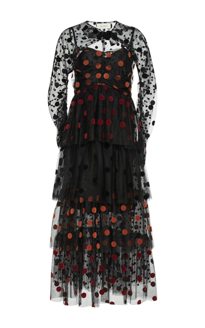 Isa Arfen Flocked Tulle Ultra Feminine Dress