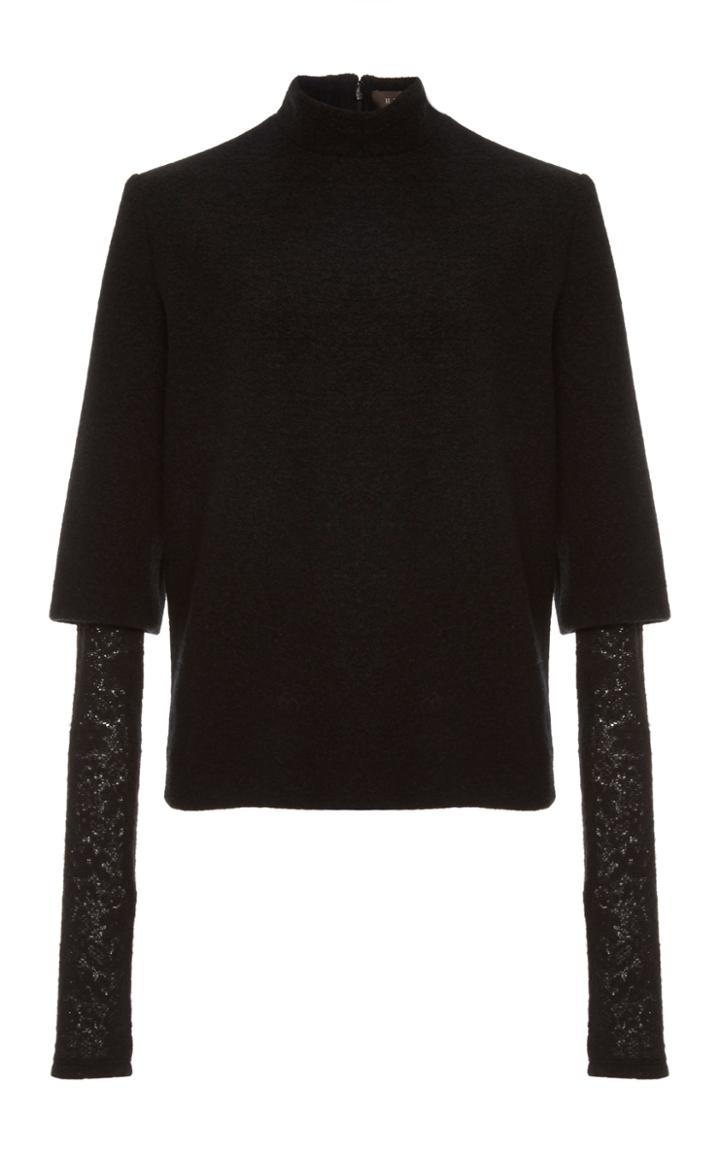 Hensely Lace Sleeve Textured Blouse