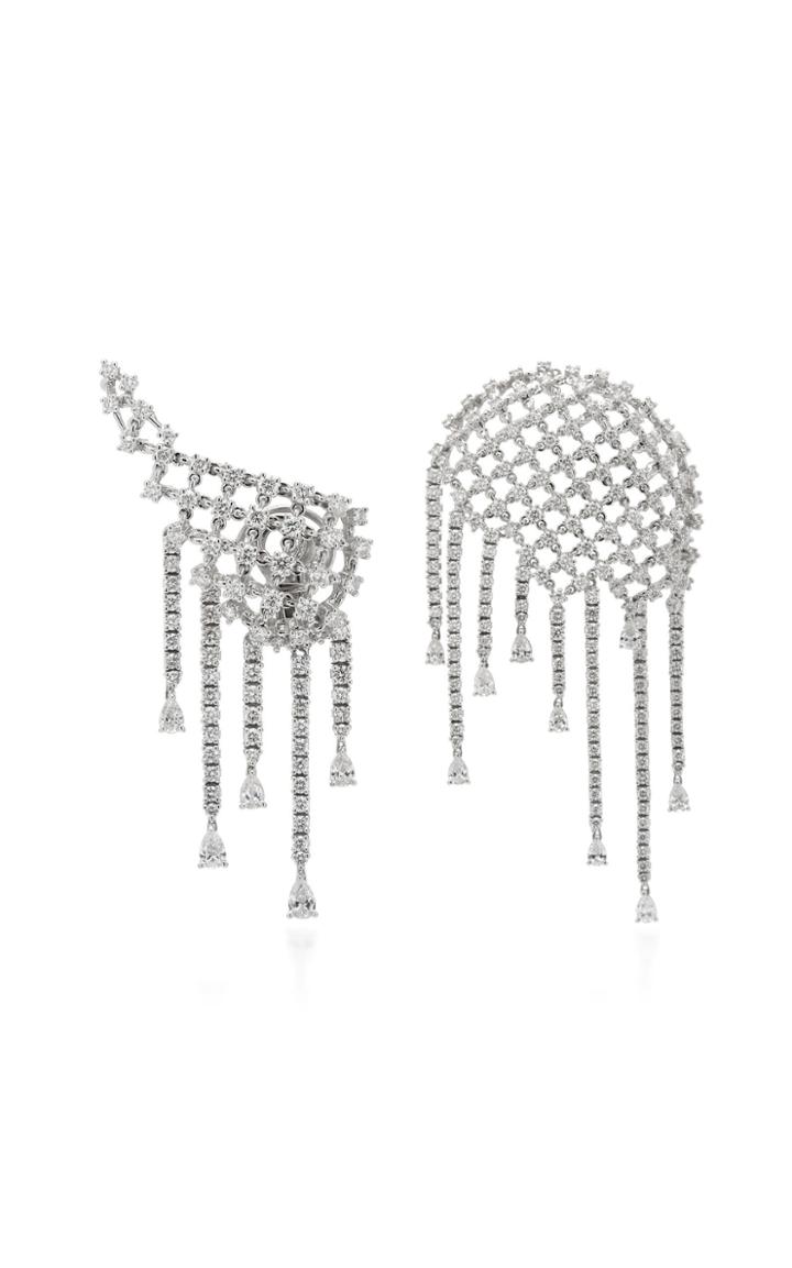 Yeprem 18k White Gold Mismatch Diamond Cage Earring