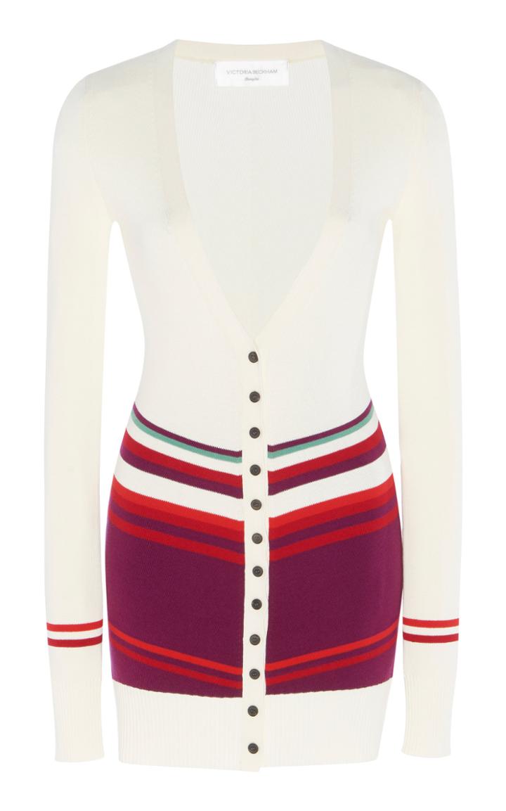 Moda Operandi Victoria Beckham V-neck Jacquard-knit Cardigan Size: S