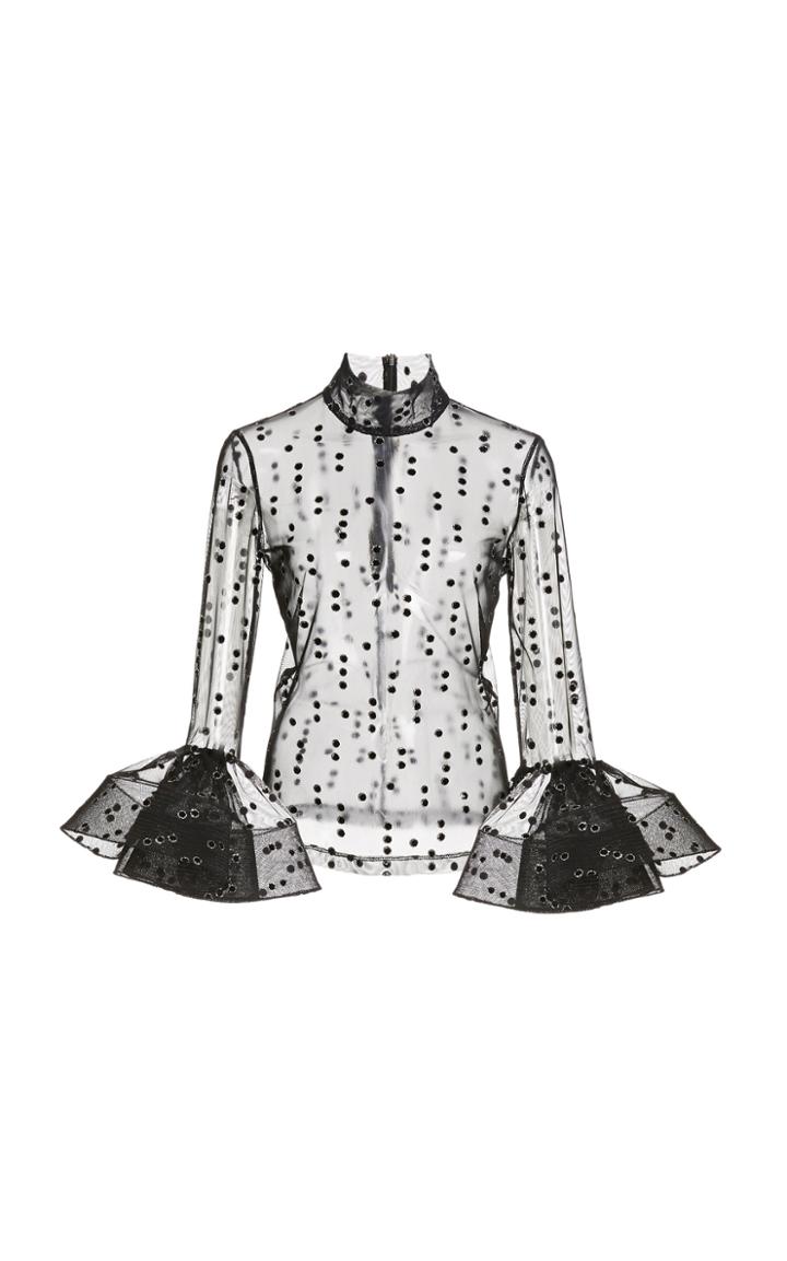 Moda Operandi Christian Siriano Flocked Velvet Polka Dot Top