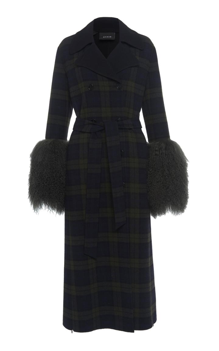 Akris Elea Fur-trimmed Double-breasted Wool Coat