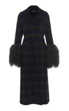 Akris Elea Fur-trimmed Double-breasted Wool Coat