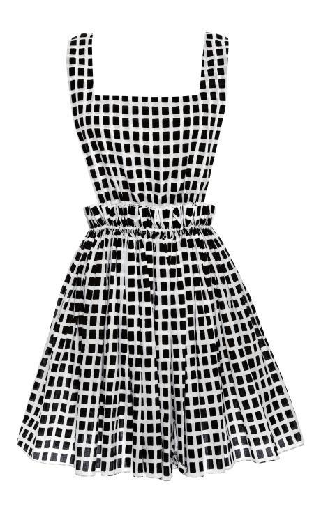 Preorder Kalmanovich Black And White Checkered Dress With Cinched Waist