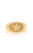 Foundrae Star 18k Gold And Diamond Signet Ring