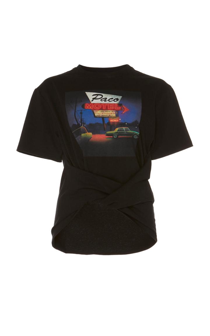 Paco Rabanne Wrap-effect Printed Cotton-jersey T-shirt