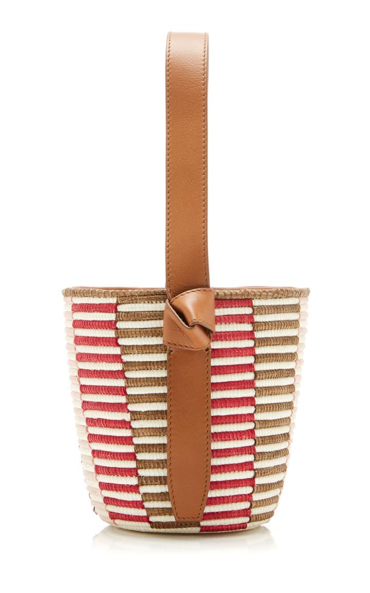 Cesta Collective Lunchpail Leather-trimmed Woven Sisal Bag