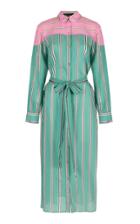 Dima Ayad Pin Stripe Cotton Blend Belted Shirt Dress