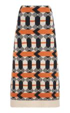 Moda Operandi Prada Patterned Wool Midi Skirt Size: 36