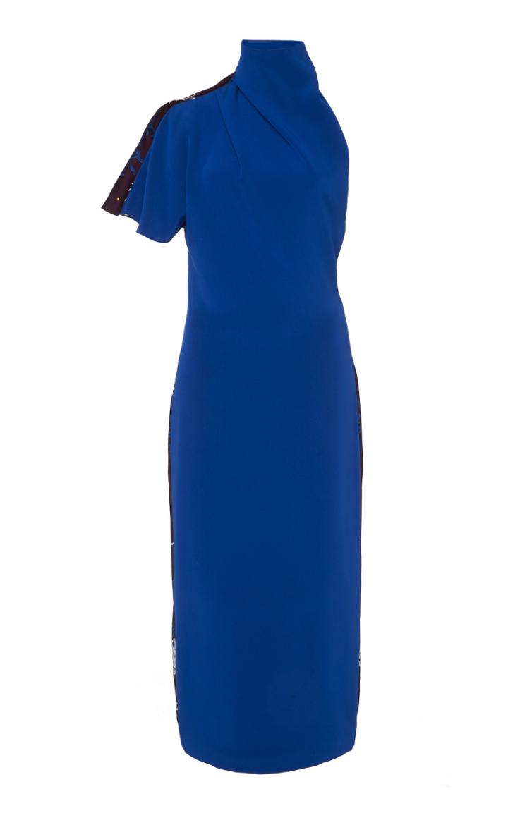 Cushnie Printed-silk And Crepe De Chine Midi Dress