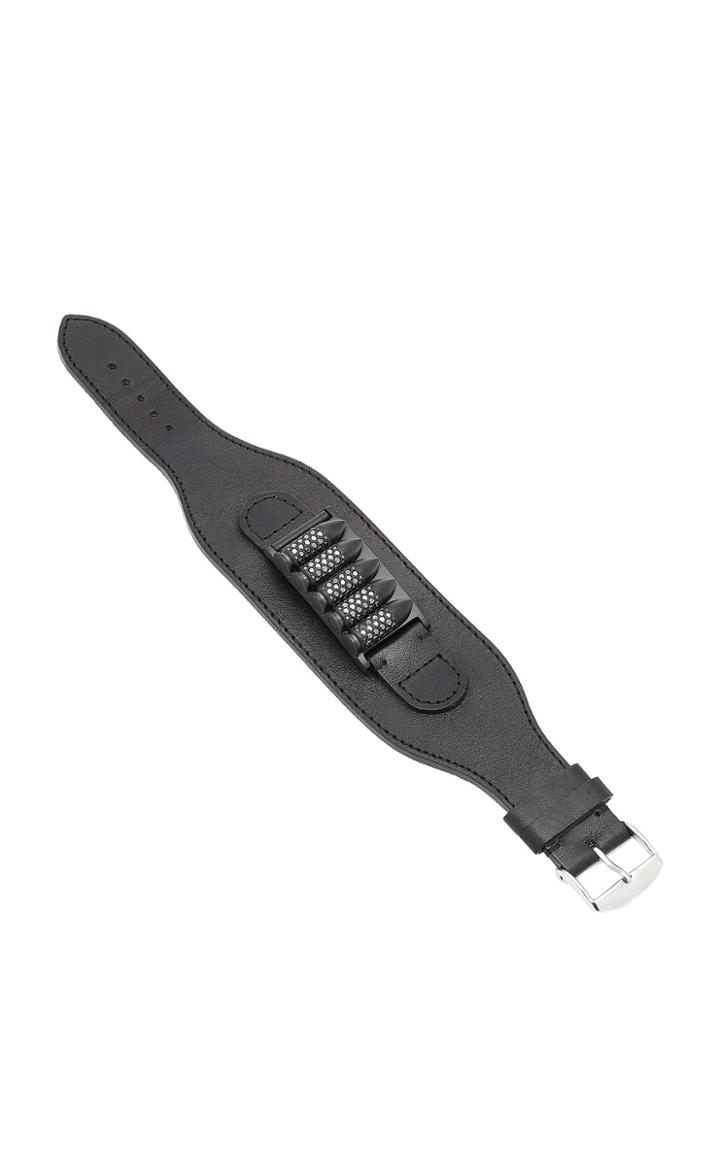 Akillis Leather Titanium And Diamond Bracelet