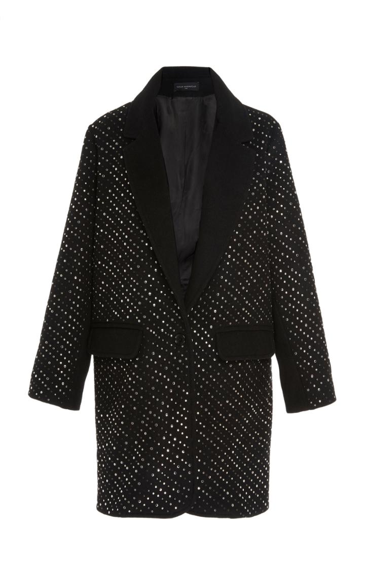 Nour Hammour Friday Studded Wool-cashmere Coat