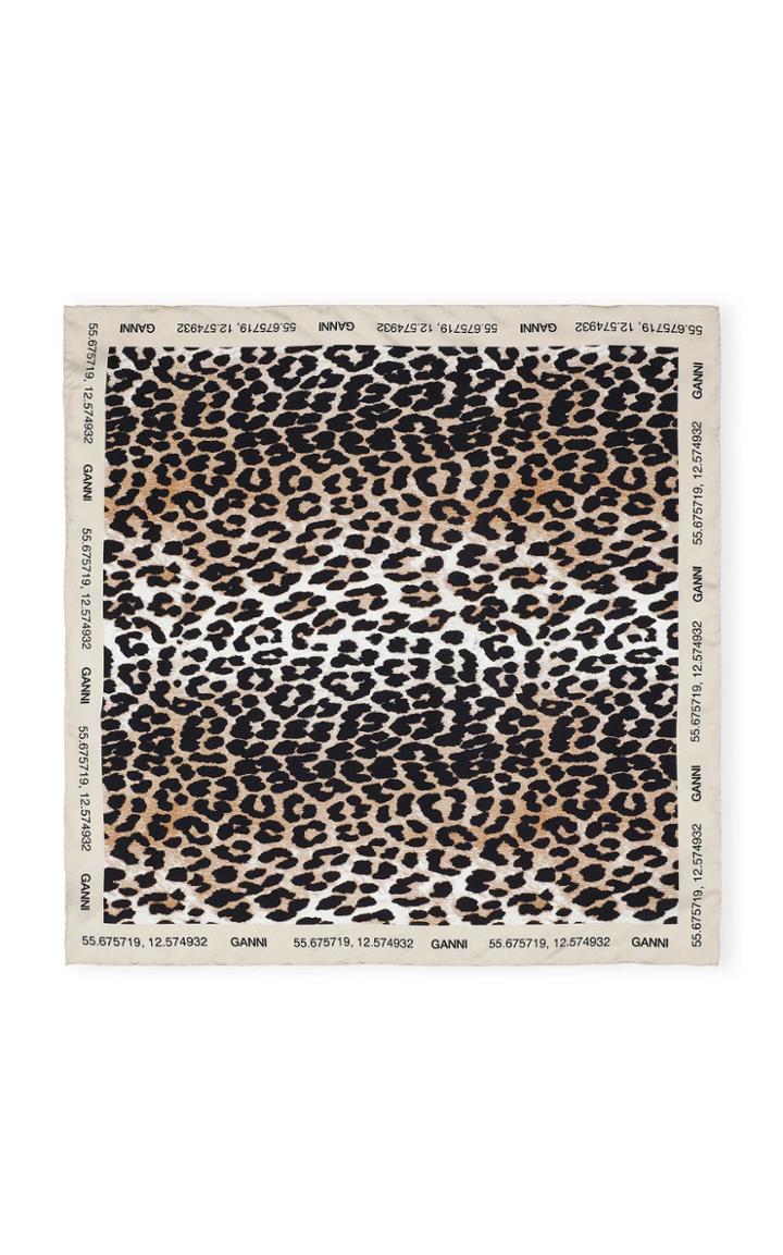 Ganni Leopard-print Silk Twill Scarf