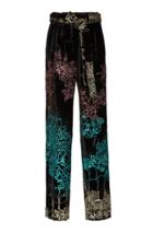 Prabal Gurung Simone Glitter Velvet Belted Trousers