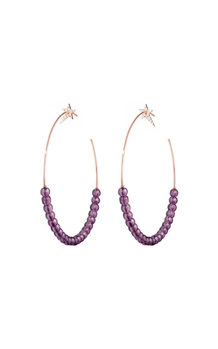 Moda Operandi Diane Kordas 18k Rose Gold Star Hoops With Amethyst Beads