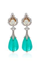 Eleuteri 18k Gold Platinum Diamond And Emerald Earrings