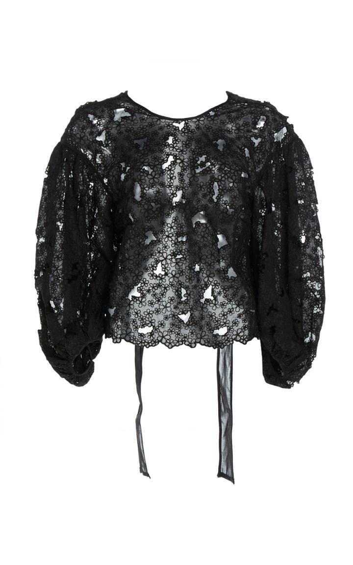 Cecilie Bahnsen Silk Lace Agnes Open Tie Back Blouse