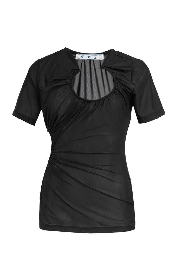 Off-white C/o Virgil Abloh Ruched Cutout Cotton-jersey Top