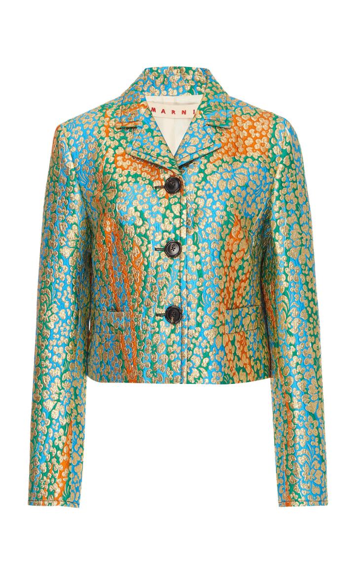Marni Floral Metallic Cropped Jacket