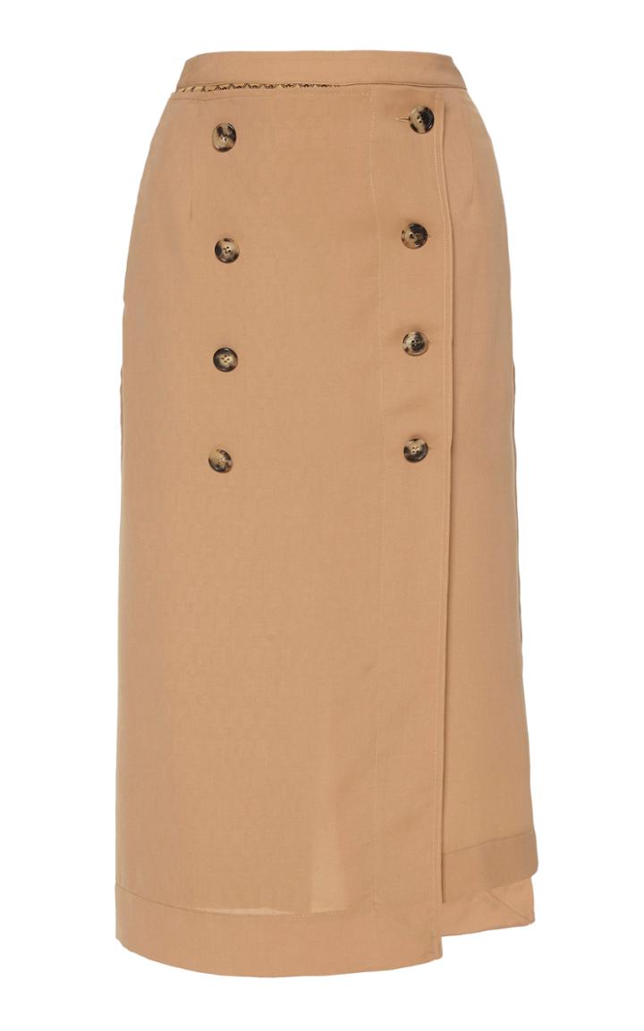 Moda Operandi Rokh Two-tone Button-detail Cady Midi Skirt Size: 34