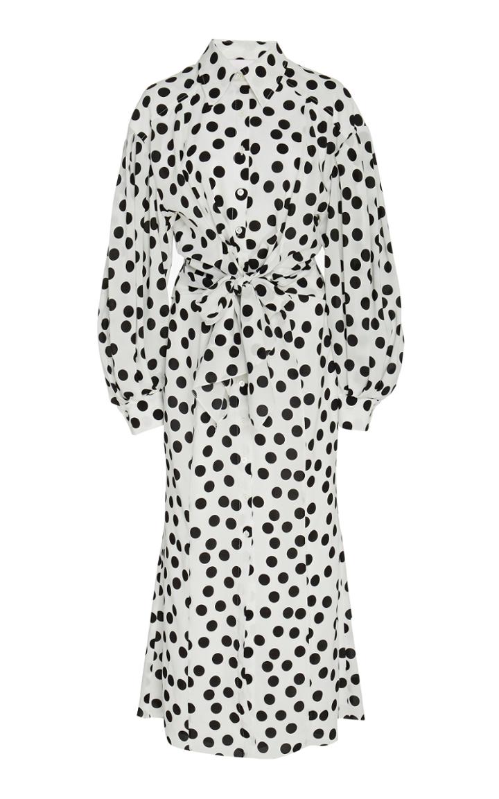 Carolina Herrera Polka Dot Crepe Shirt Dress