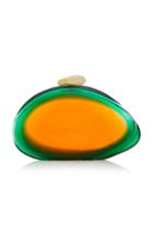 Benedetta Bruzziches Green And Mandarin Ariel Clutch