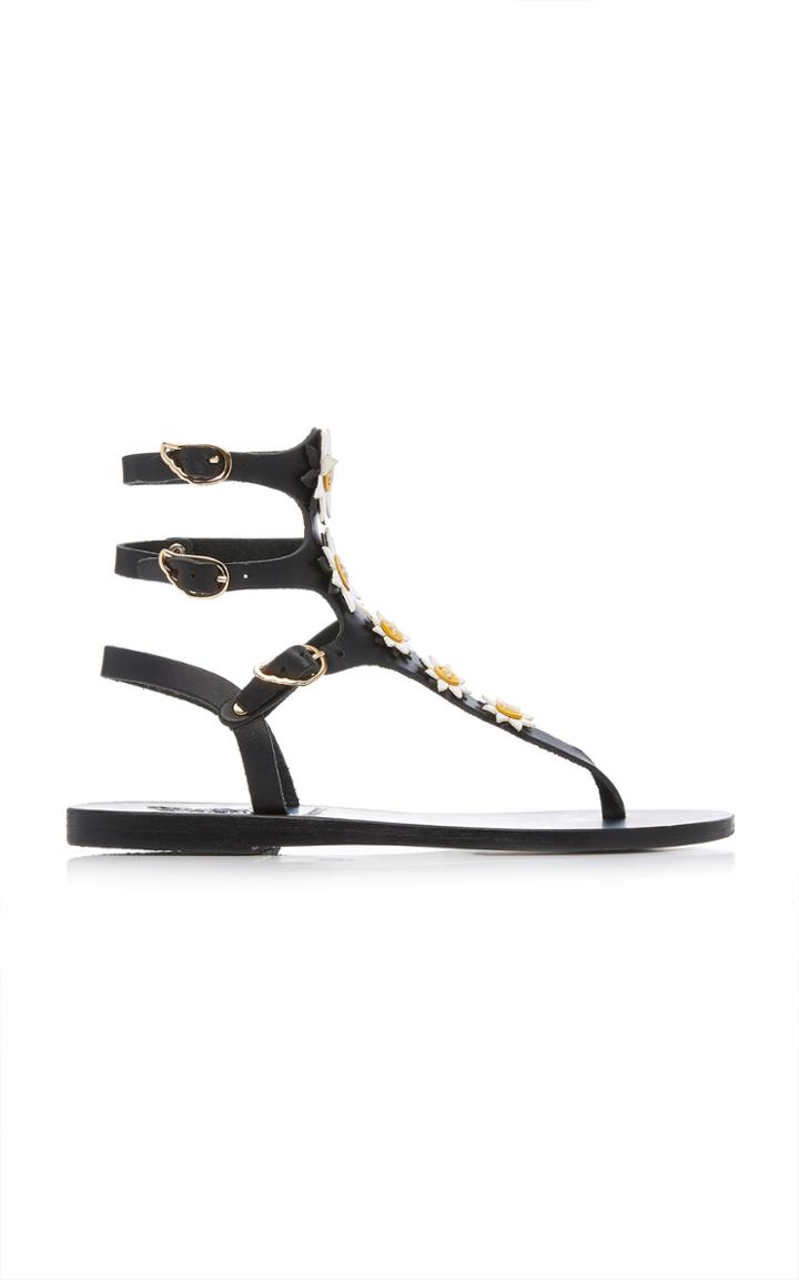 Fabrizio Viti X Ancient Greek Sandals Valentina Floral-embellished Leather Sandal