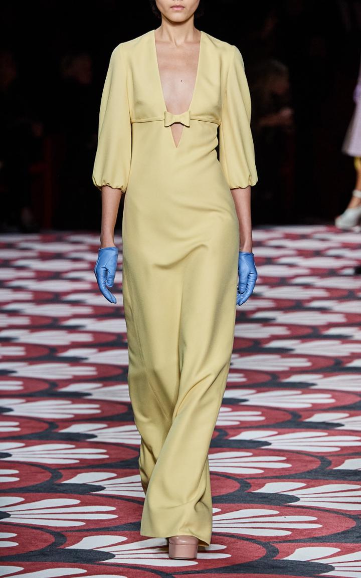 Moda Operandi Miu Miu Bow-detail V-neck Gown