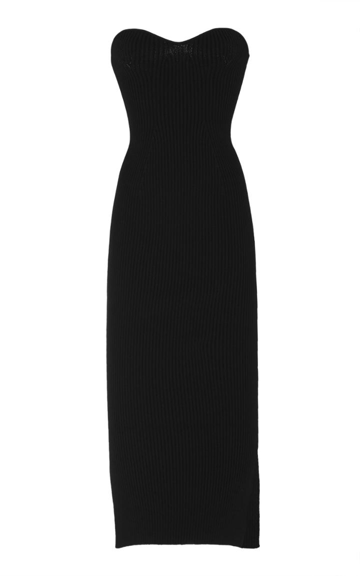 Khaite Loie Sweetheart Neck Ribbed Knit Dress