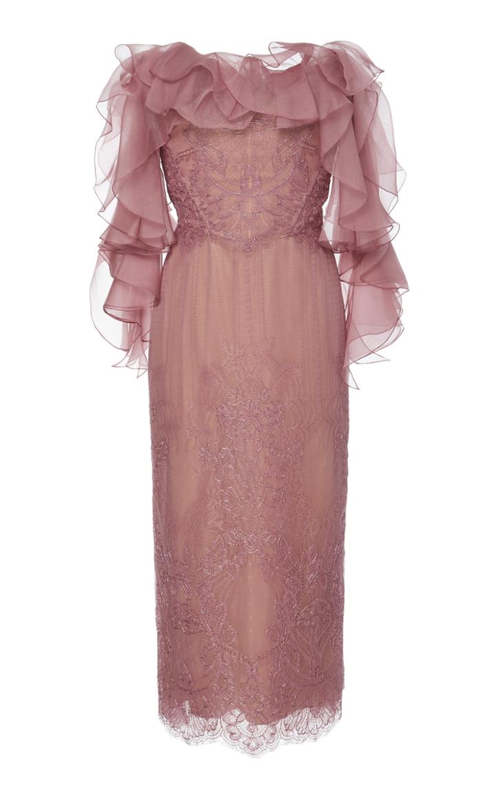 Marchesa Off-the-shoulder Corded Lace Cocktail Dress