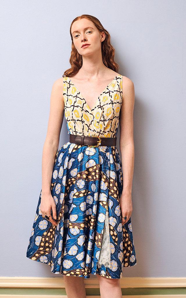 Alexandre Blanc Patterned Silk Knee-length Dress
