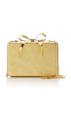 Oscar De La Renta Bow-trimmed Metallic Leather Minaudiere