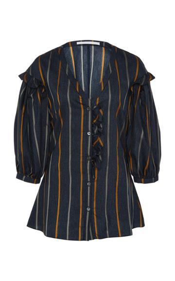 Audra Balloon Sleeve Stripe Blouse