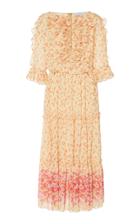 Luisa Beccaria Floral Chiffon Ruffle Dress