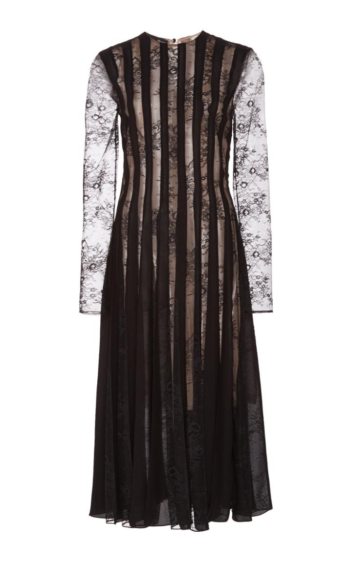 Oscar De La Renta Patterned Lace Midi Dress