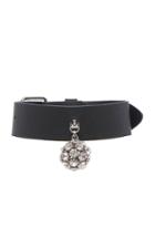 Alessandra Rich Leather Choker With Crystal Sphere Pendant