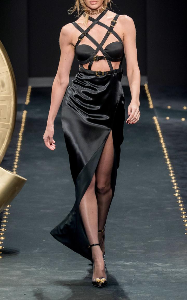 Versace Cutout Satin Maxi Dress