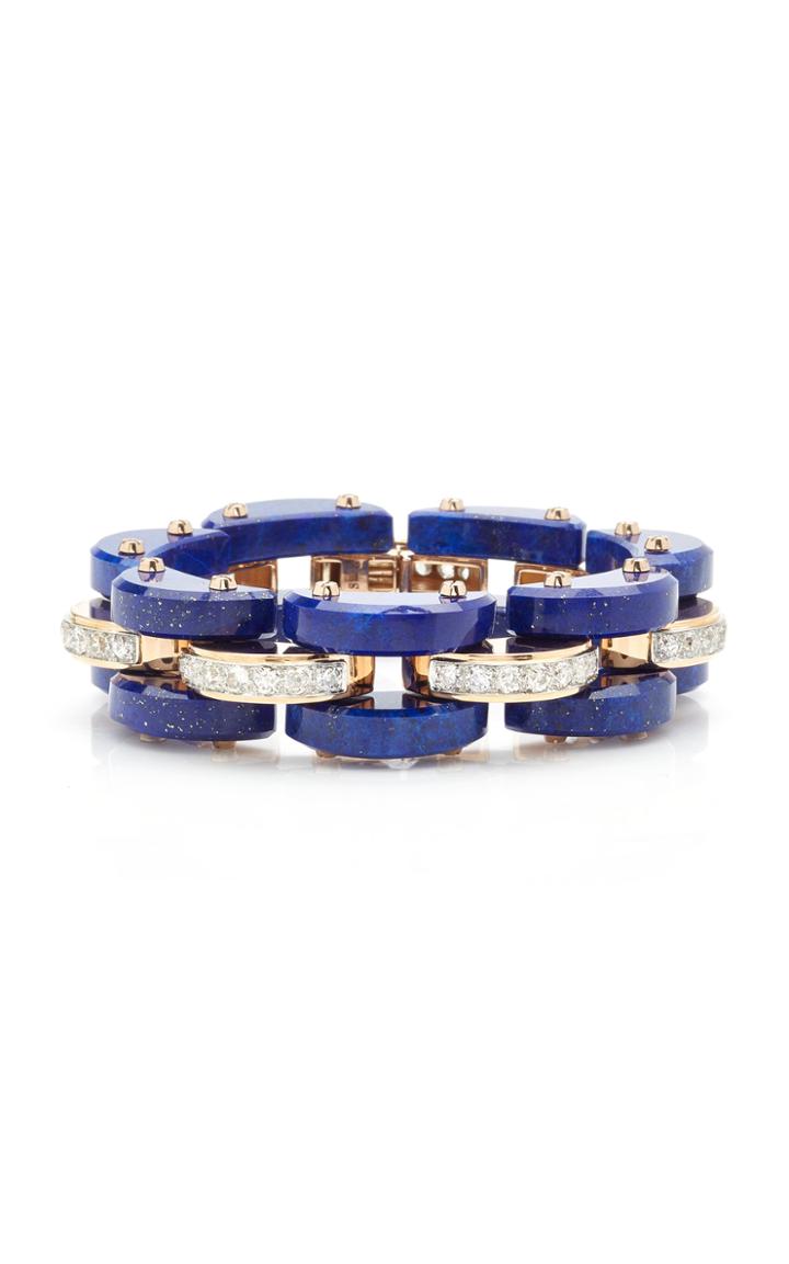 Moda Operandi Stephen Russell 18k Yellow Gold, Lapis And Diamond Bracelet
