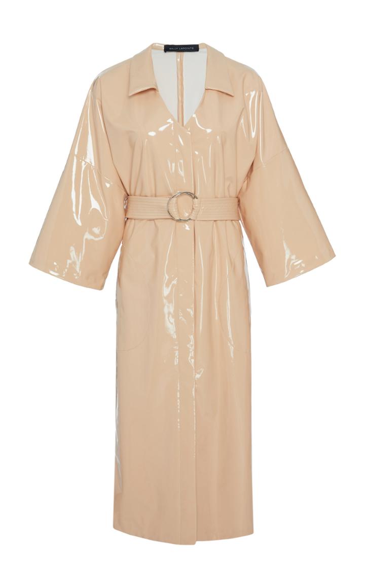 Sally Lapointe Belted Opaque Vinyl Shirt Dress